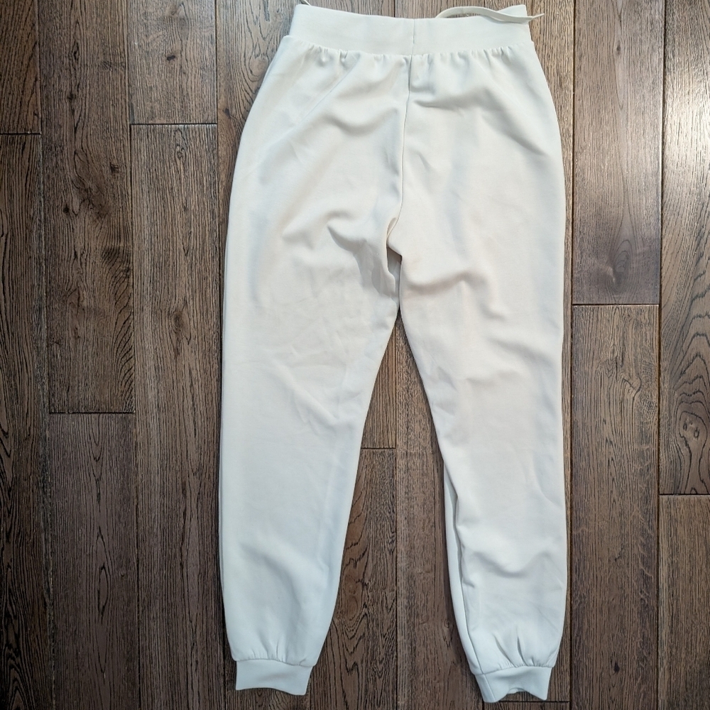 Lazypants premium luxe sueded double knit jogger pants in bone - Picture 5 of 9